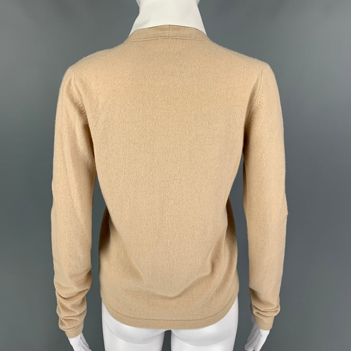 CHANEL Talla 6 Cárdigan de cachemira color crema beige