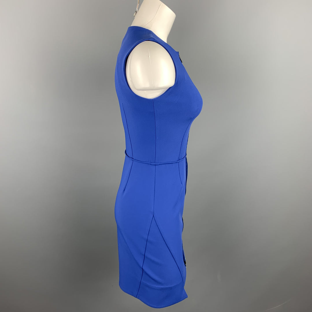 OPENING CEREMONY Size 4 Blue Stretch Polyester Blend Sheath Double Zipper Dress