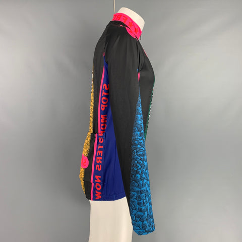WALTER VAN BEIRENDONCK FW21 Size L Black Graphic Nylon Jersey Bike Top
