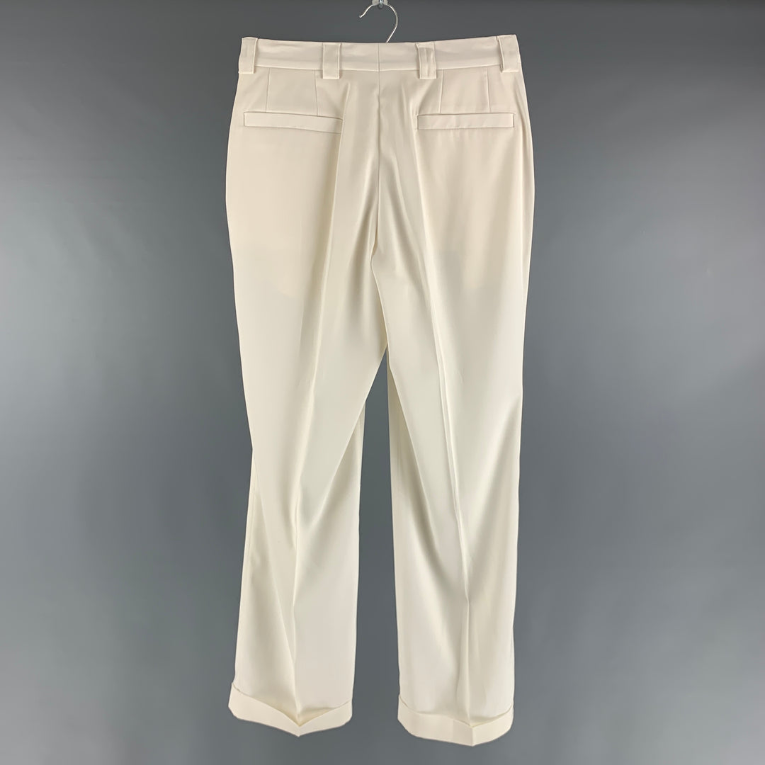 VERSACE CLASSIC Size 30 Beige Solid Polyester Elastane Pleated Dress Pants