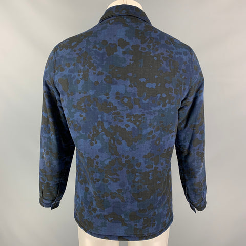 BURBERRY PRORSUM Fall 2015 Size 36 Blue & Navy Camo Cotton Trucker Jacket