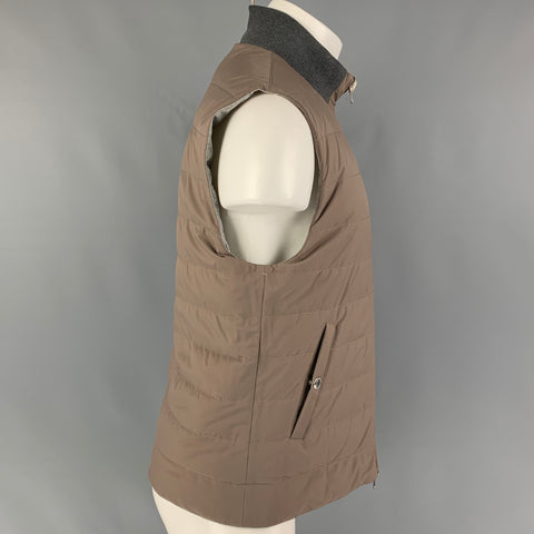 BRUNELLO CUCINELLI Size M Light Grey Quilted Wool Reversible Vest