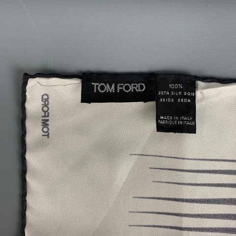 TOM FORD Cream Black Stripe Silk Twill Pocket Square