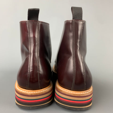 PAUL SMITH Size 10 Burgundy Leather Lace Up Boots