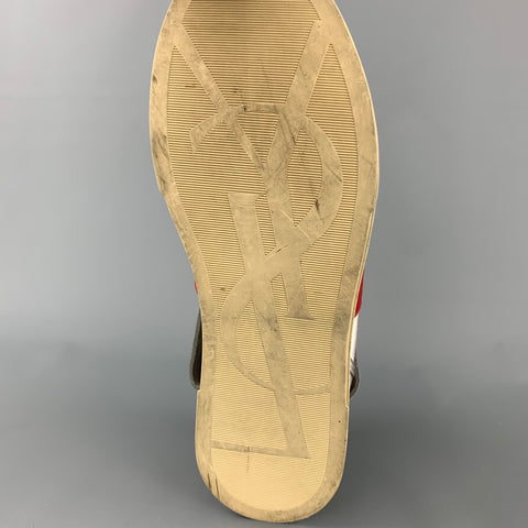 SAINT LAURENT Talla 9 Zapatillas altas de cuero envejecido plateadas