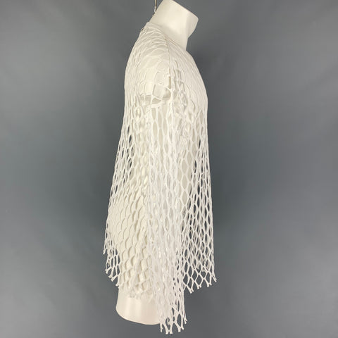 DRIES VAN NOTEN SS 21 Size S White Mesh Cotton Long Sleeve Pullover