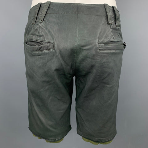 NICE COLLECTIVE Short en Cuir Vieilli Gris Ardoise Taille 36
