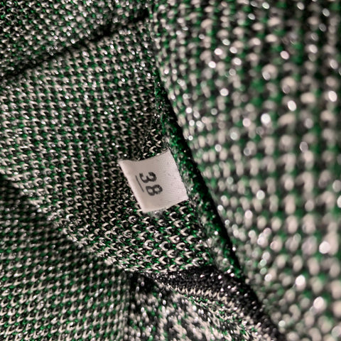 M MISSONI Size 2 Green & Silver Knitted Acetate Blend Cardigan