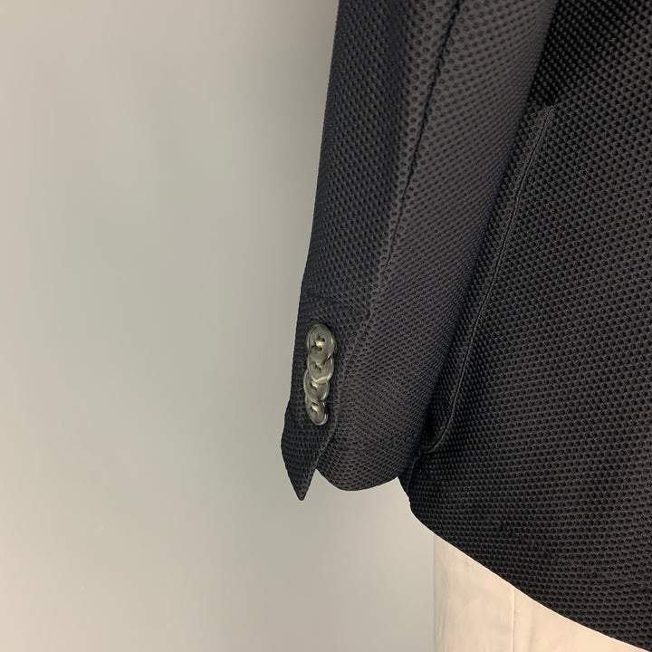 GIORGIO ARMANI Taille 46 Manteau de sport en polyamide tricoté gaufré noir