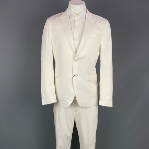 NEIL BARRETT Size 40 White Tencel Blend Notch Lapel Tuxedo Suit