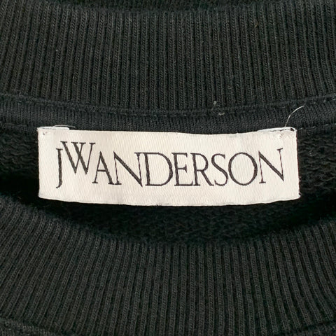 JW ANDERSON Size S Black Navy Embroidery Cotton Crew-Neck Pullover