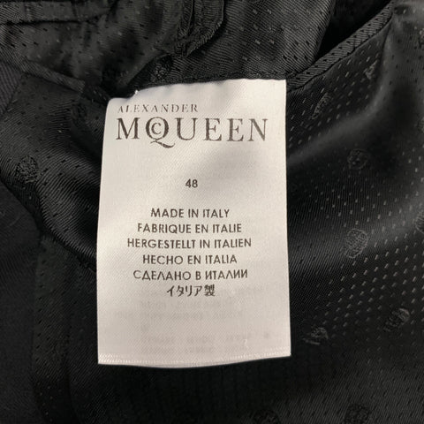 ALEXANDER MCQUEEN Size 38 Black on Black Skull Print Virgin Wool Sport Coat