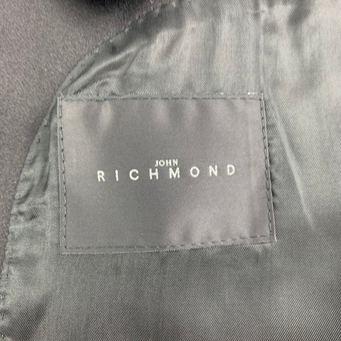 JOHN RICHMOND Size 42 Black Skulls Jacquard Cotton Blend Notch Lapel Sport Coat