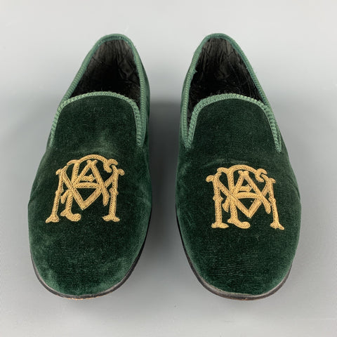 NEW & LINGWOOD Size 8 Green Velvet Slippers Loafers