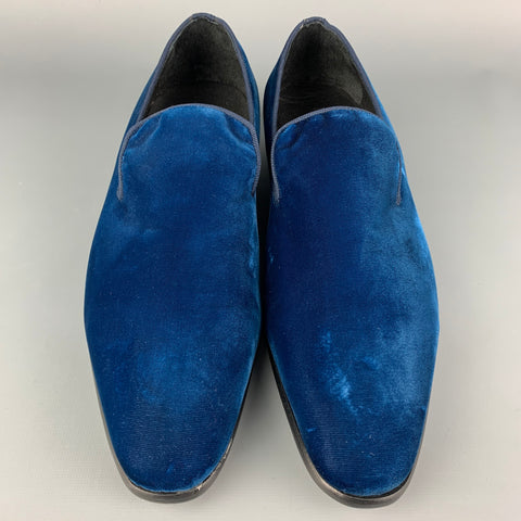 RON WHITE Size 10.5 Blue Velvet Slip On Loafers