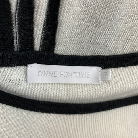 ANNE FONTAINE Athena Talla 4 Vestido asimétrico de mezcla de lana con bloques de color blanco y negro
