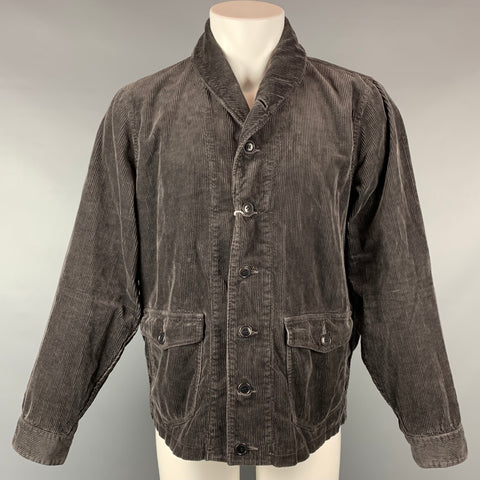 VISVIM Chaqueta Kobuk con cuello chal en mezcla de algodón y pana marrón talla L