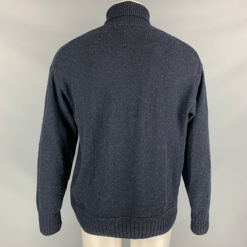 45rpm Size XL Navy Knitted Wool Turtleneck Sweater