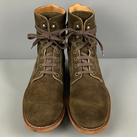 JOHN VARVATOS Talla 9.5 Botas convertidas en pantorrilla de ante marrón