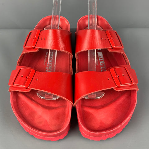 VALENTINO x BIRKENSTOCK Size 12 Red Leather Buckle Sandals
