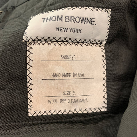 THOM BROWNE Size 40 Black White Glenplaid Wool Notch Lapel Suit