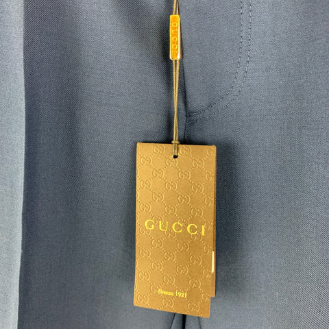GUCCI Size 30 Blue Navy Solid Wool Mohair Elastic Waistband Casual Pants