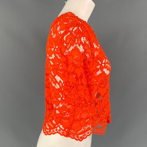 SANDRO Size 2 Orange Rayon &  Polyamide Lace Blouse