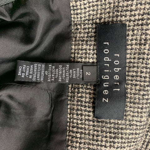 ROBERT RODRIGUEZ Taille 2 Jupe plissée en laine / polyester pied-de-poule noir et crème