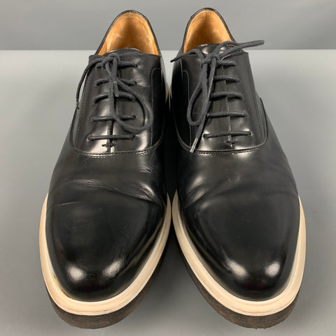 3.1 PHILLIP LIM Size 10 Black White Leather Platform Lace Up Shoes