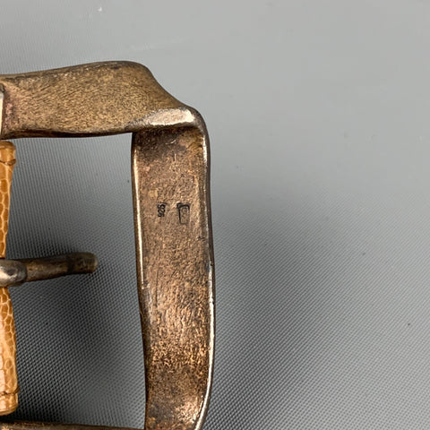DOLCE & GABBANA Size M Tan Alligator Sterling Silver Buckle Belt