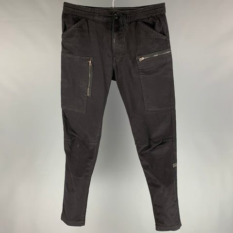 G-STAR Size 34 Black Cotton Elastic Waistband Casual Pants