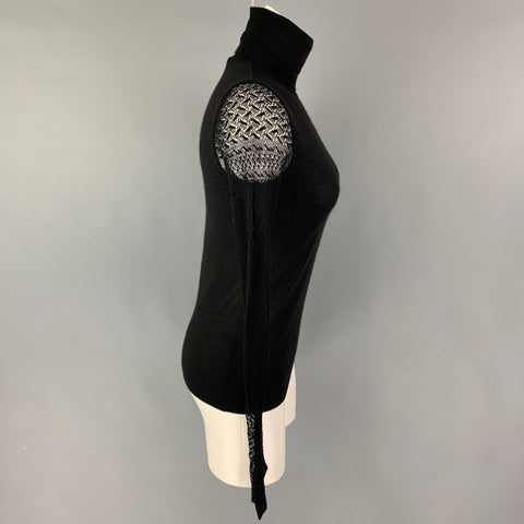 RALPH LAUREN Collection Size M Black Cashmere Silk Turtleneck Pullover