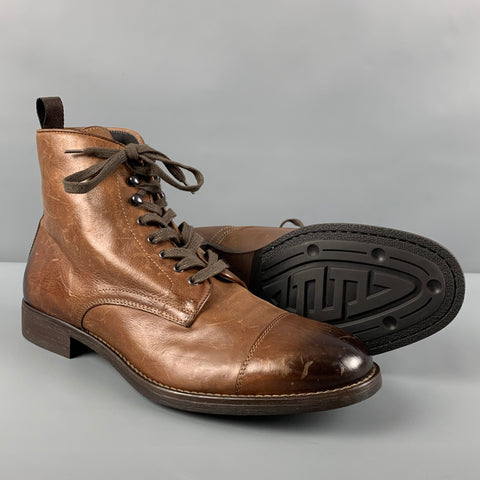 TO BOOT NY Taille 9 Bottes à lacets en cuir antique marron
