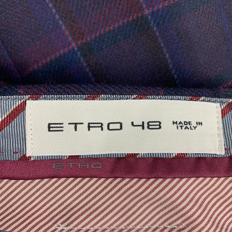ETRO Size 32 Purple Brown Plaid Wool Silk Zip Fly Dress Pants