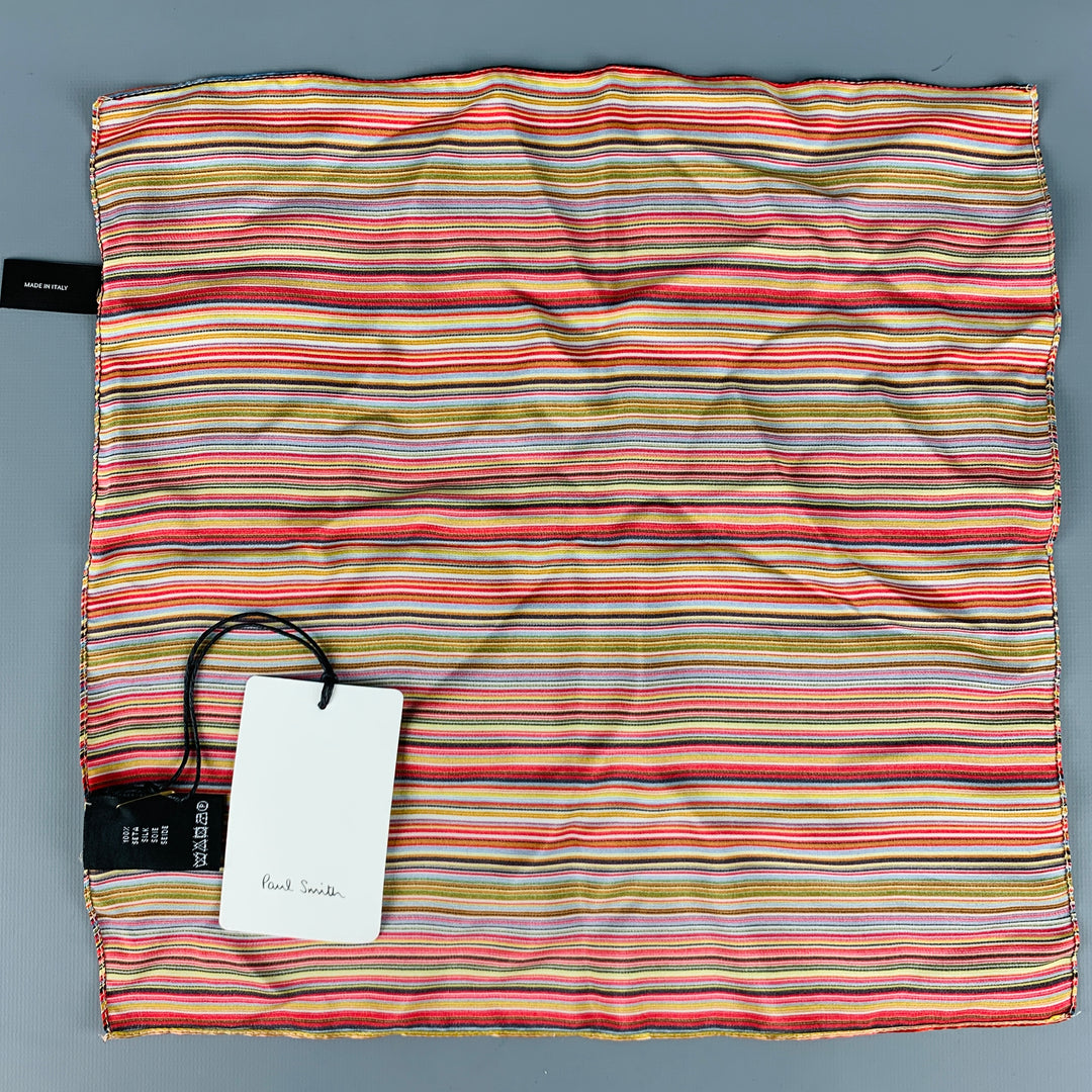 PAUL SMITH Multi-Color Stripe Silk Pocket Square