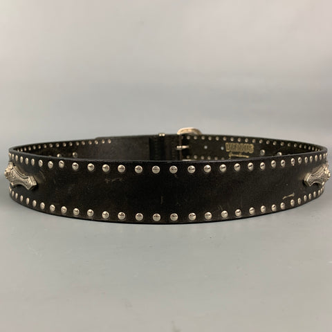 Vintage VERSUS by GIANNI VERSACE Size 38 Black Studded Leather Belt
