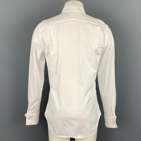 R.E.D. by VALENTINO Size M White Textured Cotton French Cuff Long Sleeve Shirt