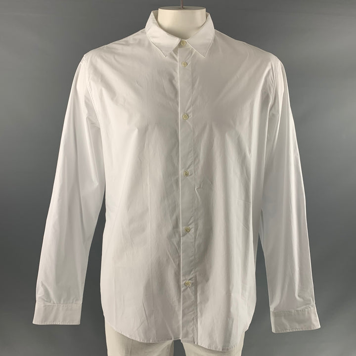 A.P.C. Size XXL White Solid Cotton Button Up Long Sleeve Shirt
