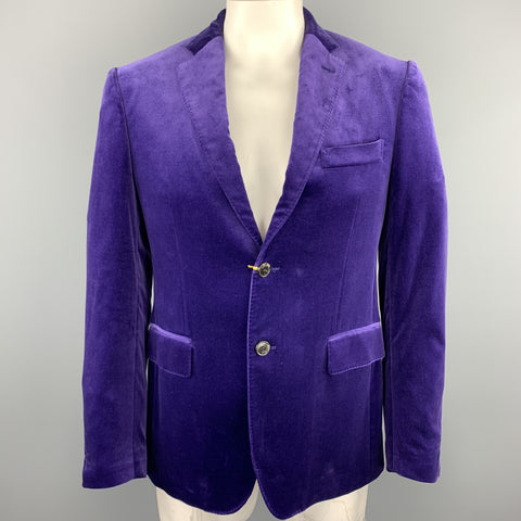 ETRO Size 40 Purple Solid Velvet Notch Lapel Sport Coat