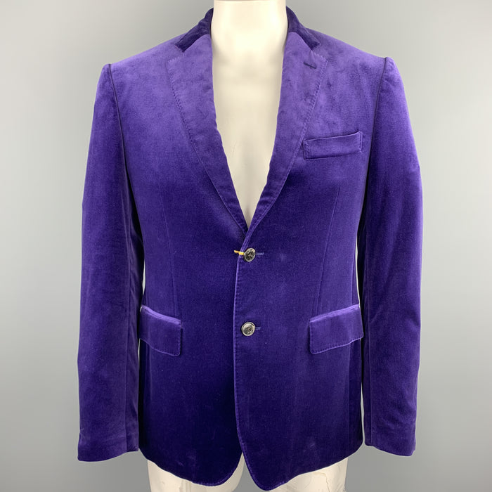 ETRO Size 40 Purple Solid Velvet Notch Lapel Sport Coat