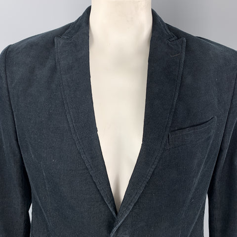 BANANA REPUBLIC Size 42 Navy Corduroy Peak Lapel Double Buttoned Sport Coat