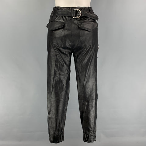 RtA Size S Black Leather Lamb Skin Zippers Detail Dress Pants
