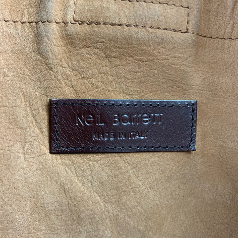 NEIL BARRETT Taille M Manteau boutonné à revers cranté en cuir marron