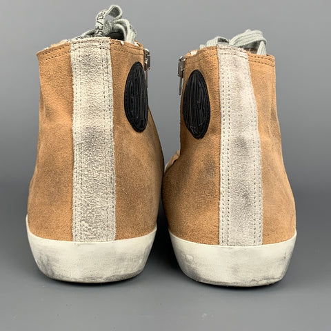 GOLDEN GOOSE Francy Size 10 Beige Distressed Suede High Top Sneakers