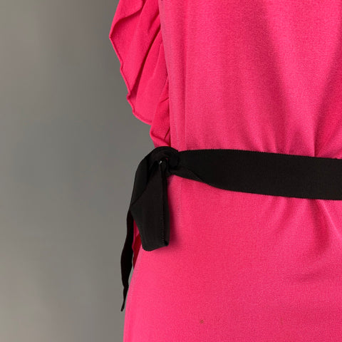 VALENTINO Size L Pink Viscose Blend Ruched Sleeveless Dress