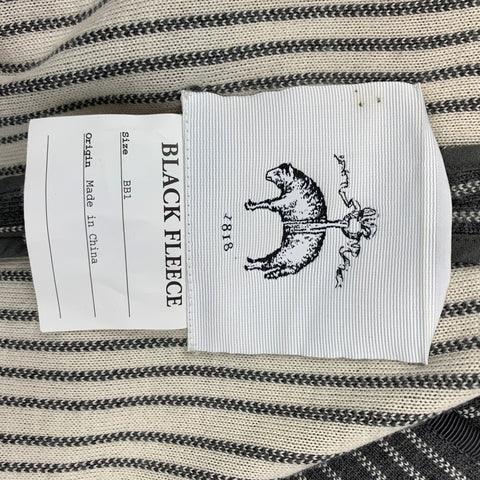 BLACK FLEECE Size 38 Grey & Beige Vertical Stripe Wool Sport Coat