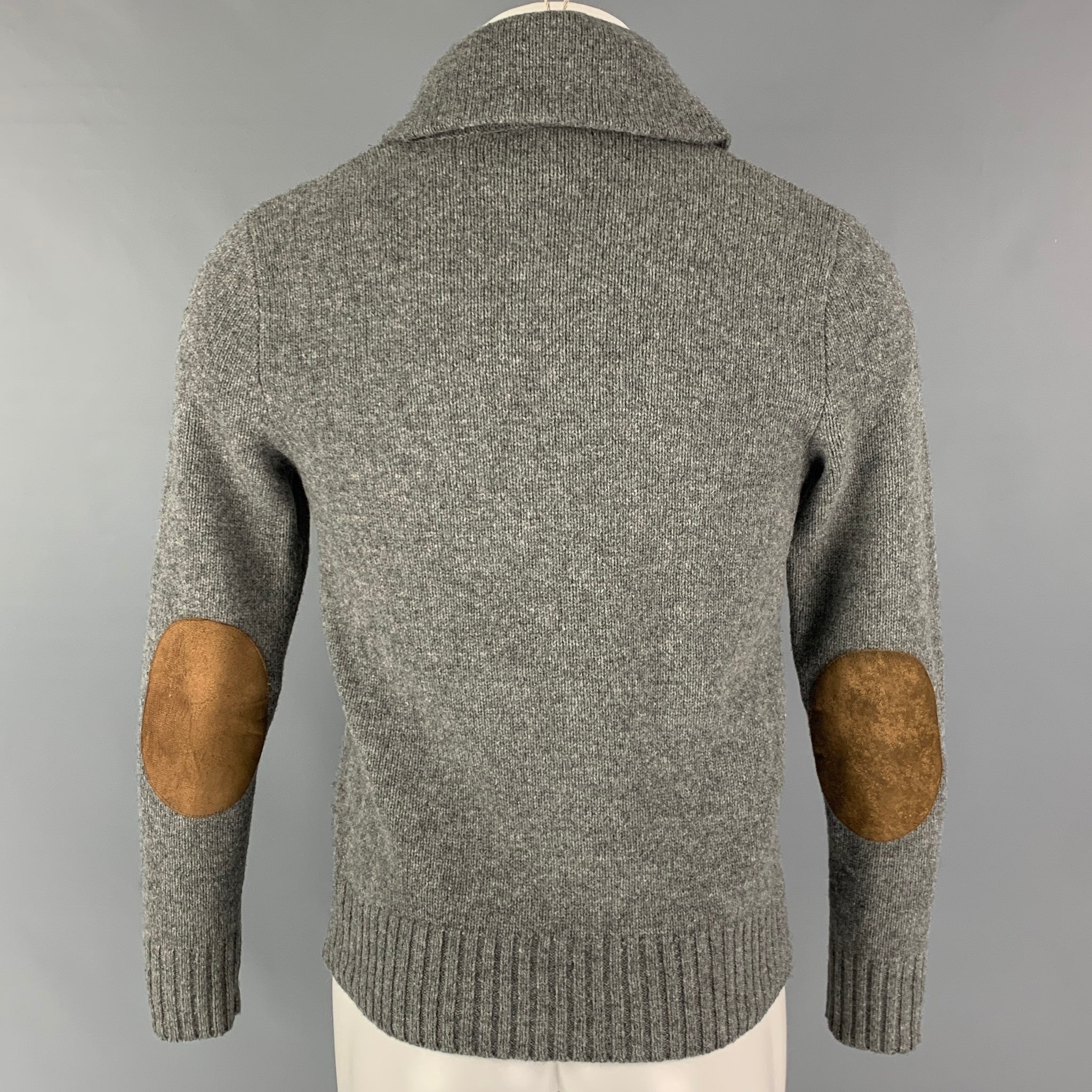 RALPH LAUREN RUGBY Size XS Grey Heather Wool Shawl Collar Sweater