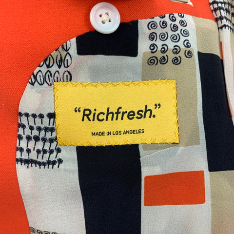 RICHFRESH Abrigo deportivo hecho a medida con solapa de muesca de lana naranja talla 40