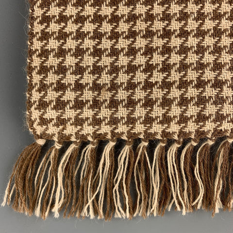 HAYWARD LONDON Brown & Beige Houndstooth Woven Alpaca Fringe Scarf