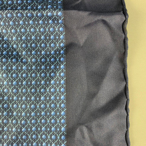 HERMES Navy Blue Dots Silk Twill Pocket Square